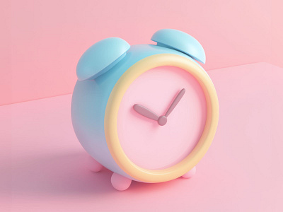 3D Pastel Alarm Clock in Cute Style| Custom 3D Design 3d 3d alarm clock 3d art 3d artist 3d clock 3d model 3d object clock colors cute cute pastel design cute style dribbble atrist graphic design modeling pastel pastel color pink rendering soft style