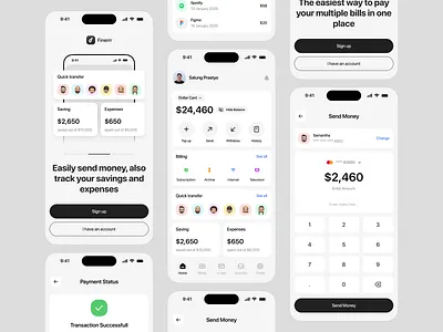 Finerrr Mobile App - More Screens app design bank banking app design expenses finance income mobile app salung saving app spark pixel ui ui design ui ux