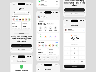 Finerrr Mobile App - More Screens app design bank banking app design expenses finance income mobile app salung saving app spark pixel ui ui design ui ux