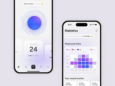 AI mood assistant app 3d ai android app design flat home interface ios layo mobile react saas studio tracker ui ux