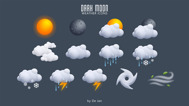 DARK MOON weather icons by De Jan on Dribbble