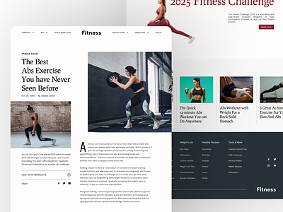 Clean Fitness Blog UI Design branding cleanui design dribbbleshots figmadesign fitnessblog fitnessdesign fitnessui fitnesswebsite graphic design healthblog interfacedesign productdesign responsivedesign ui uidesign uxdesign webdesign