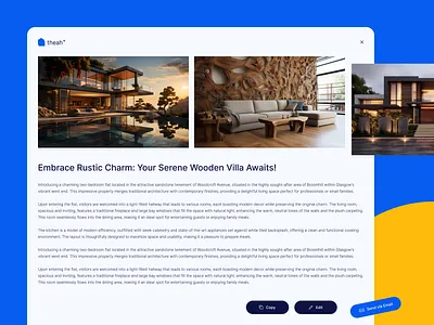 Theah - Property Description ai app design artificial intelligence design property property description real estate seo ui ui design ux ux design web app web design