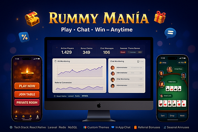 Rummy Mania - UI Of the Tablet and Mobile graphic design rummy rummy game development rummy mania ui ux