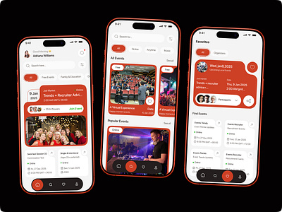 Event Management Mobile App android booking booking app concert design event app event management event planning feasible figma design ios meetup mobile app modern party party app social ticket ui ux design