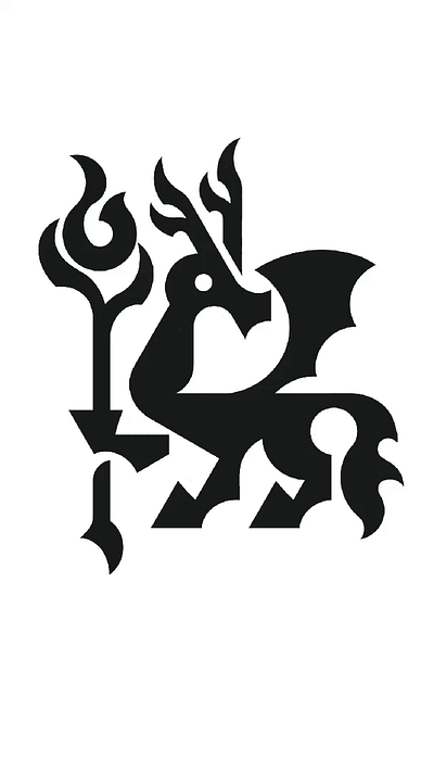 Mythical dragon with staff logo for sale anhdodes branding creature design dragon graphic design illustration logo logo design logo designer logo for sale logodesign minimalist logo