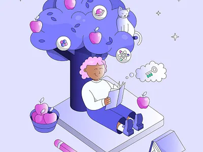 Scene for EdTech Startup branding character color design graphic design illustration ui vector