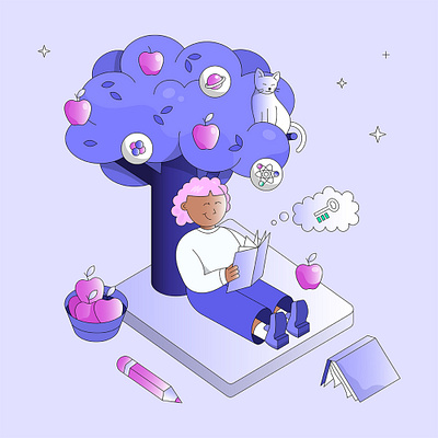 Scene for EdTech Startup branding character color design graphic design illustration ui vector
