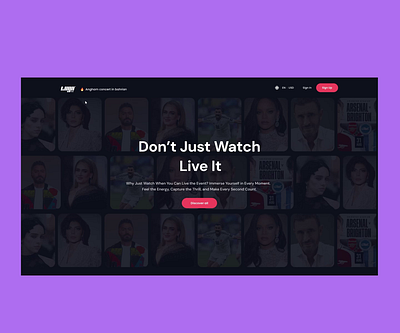 Events website cinema events football graphic design sport ui uiux website