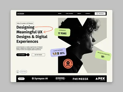 UX Design Portfolio concept desktop digital design figma header section portfolio ui ux design website