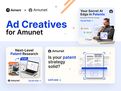 Ad Creatives for Amunet ads design banner creatives graphic design saas ui