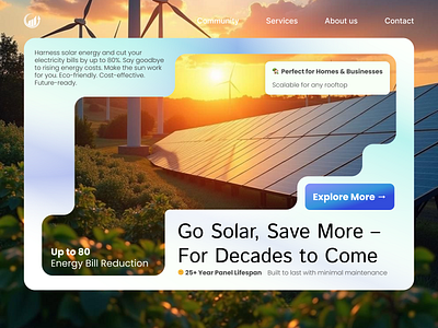 Solar Energy - Hero Design devdock eco electricity energy hero ui landing page minimal renewable energy solar solar panel uiux web design webdesisgn website