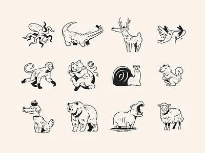 Drawink Animals Illustrations animal icons animal illustrations bear bird branding cat dog drawink getillustrations icons illustration monkey outlien style snail ui ui design ui illustrations vector vector illustrations website illustrations