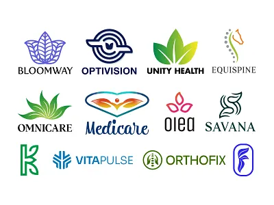 12 Healthcare Logos branding business logo care creative for sale health logos healthcare logo leaf logo letter logo logo logo collection logo design logo designer logo folio logo volume marks medical logo modern logo nature wellness