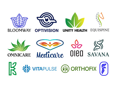 12 Healthcare Logos branding business logo care creative for sale health logos healthcare logo leaf logo letter logo logo logo collection logo design logo designer logo folio logo volume marks medical logo modern logo nature wellness