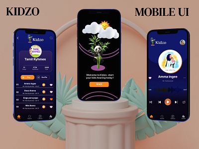 Kidzo – Kids Rhymes Hearing App banner branding broadcast clean design figma graphic design illustration illustrator kids music photoshop playlist poster songs ui uiux vector