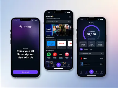 Subscription Tracker App analyticsui appdesignshowcase appinterface darkui dashboarddesign designsystem dribbbleshot figma financeapp mobileappdesign mobileux modernui onboardingscreen productdesign spendingtracker subscriptiontracker uidesign uiux uxdesign
