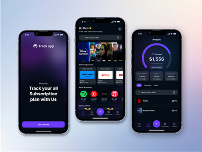 Subscription Tracker App analyticsui appdesignshowcase appinterface darkui dashboarddesign designsystem dribbbleshot figma financeapp mobileappdesign mobileux modernui onboardingscreen productdesign spendingtracker subscriptiontracker uidesign uiux uxdesign