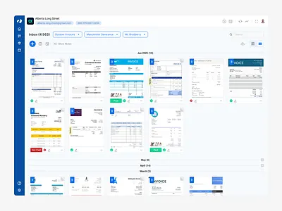 Document Inbox View - SaaS accountsreceivable adminpanel b2bdashboard documentinbox documenttracking financedashboard invoicemanagement saasapp uxforfinance visualstatuslabels webappdesign workflowautomation