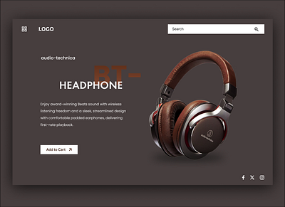 premium headphone with leather finishing branding graphic design logo ui