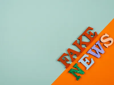 Top view fake news words bangla typography