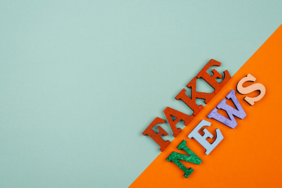 Top view fake news words bangla typography