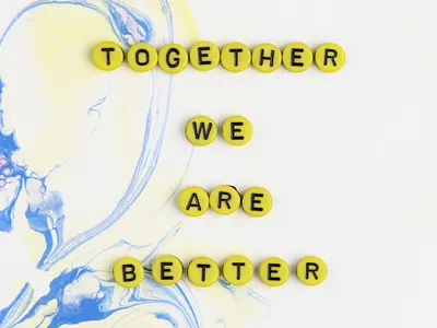 Beads letter together we are better word typography bangla typography gradient mc logo design