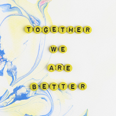 Beads letter together we are better word typography bangla typography gradient mc logo design