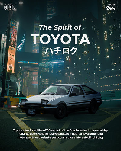 Poster of TOYOTA - AE86 ae86 cars design graphic design hachiroku initiald manipulation toyota ui vector