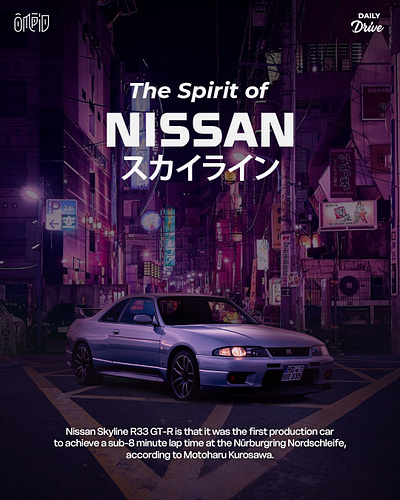 Poster of NISSAN - SKYLINE GT-R R33 branding design graphic design gt r manipulation nissan r33 skyline vector