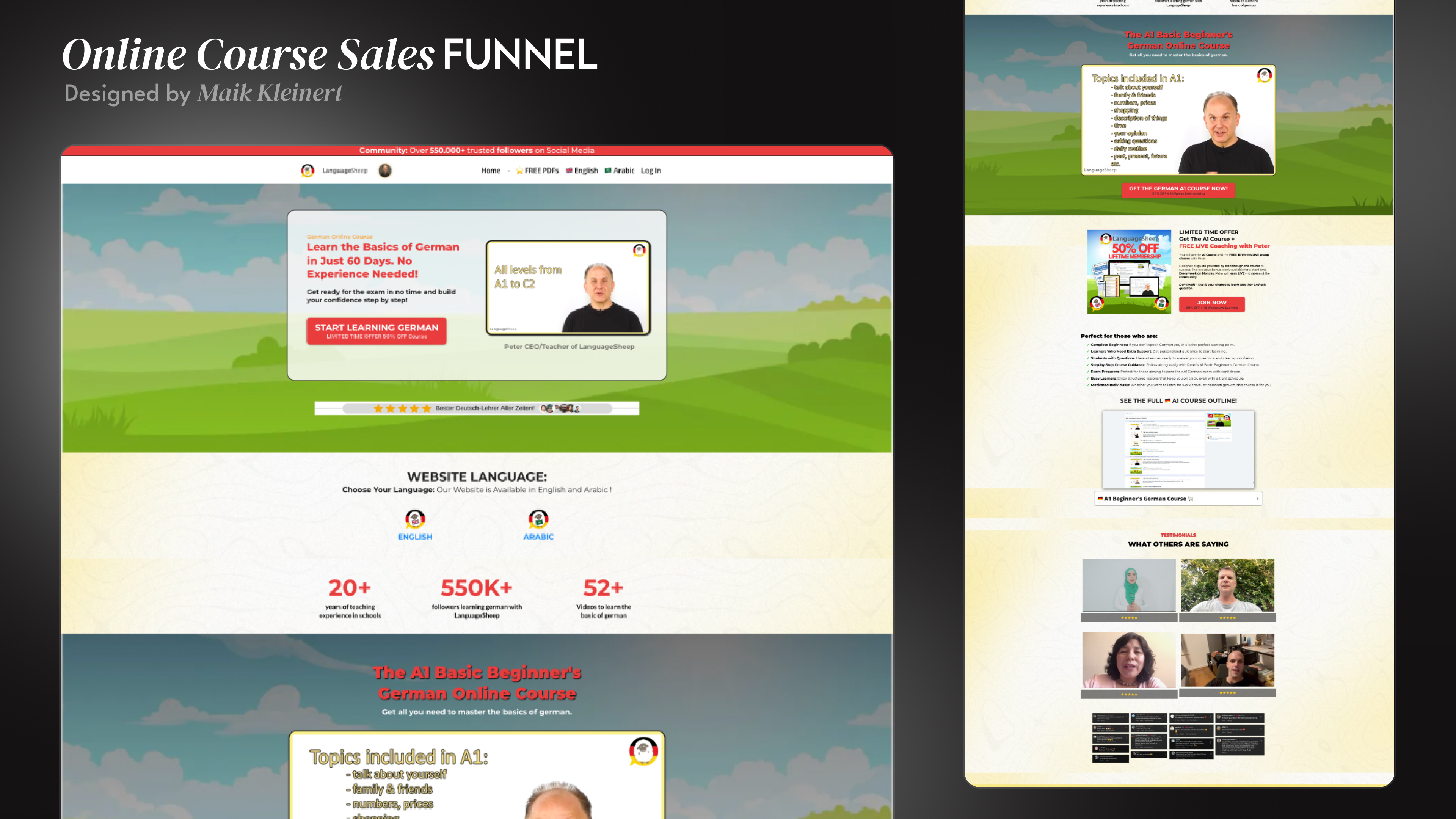 German Online Course Sales Page/Funnel branding coach funnel conversion funnel course course design course funnel course page design free product german online course german teaching graphic design lead magnet online course product page product webdesign sales funnel sales page webdesign