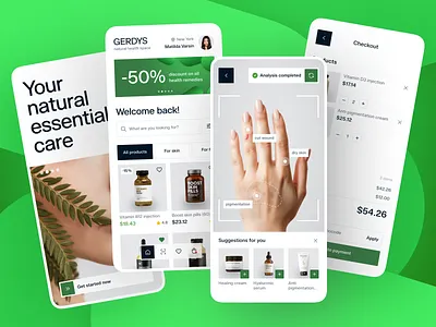 AI Skin Scanner - HealthCare UI/UX design b2c clean design consumer health dashboard designforhc diagnostic app digital health gotoinc green health monitoring healthcaredesign healthdesign healthtech medical app medical interface mobile ui patient care progress tracking results screen skin