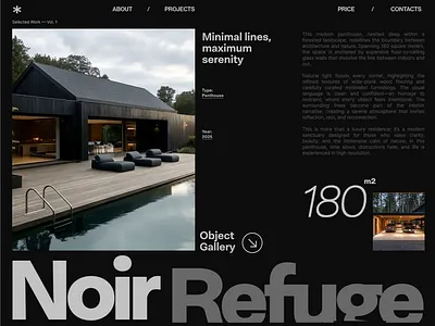 Architecture project page animation concept / motion design after effect animation architecture bold design bold typography dark design editorial interior loader modern motion graphics typography ui web design website design