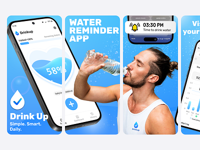 App Store Screenshots activity appdesign apppreview appstore appstorescreenshots appui banner dribbbleweeklywarmup figmadesign health healthapp interface ios playstorescreenshots promo revamp tracker uxdesign water waterreminder