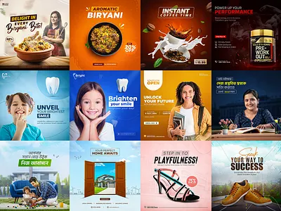 Social Media Post Design ad design advertisement banner ad design banner ads dental post edu tech banner education banner facebook post food banner instagram post product banner real estate banner social media banner social media post supplement banner
