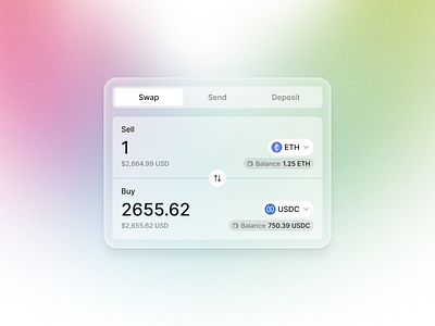 Light Fusion Widget eth. send swap token ui wallet web3