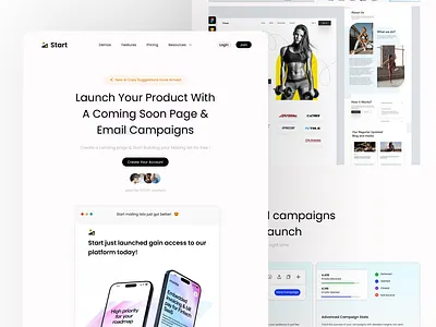 Launch Your Product Seamlessly with Start branding cleanui design dribbbleshots figmadesign graphic design inspirations landingpage productdesign productlaunch ui uidesign uiux userinterface uxdesign webdesign
