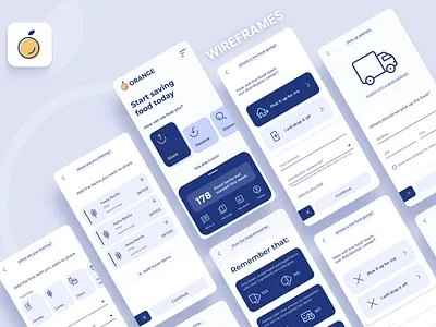 Orange - Food sharing app wireframes app app design figma food sharing ui design ux design wireframe