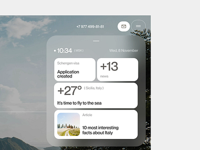 Smart Travel Info Widget Design article preview card layout flight reminder interactive layout mobile interface notification center rounded corners smart assistant travel planner travel widget ui card ui design user centric user info ux clarity ux design visa tracker weather module