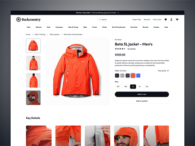 Backcountry Product Purchase UI redesign design e commerce redesign ui ui design ux design web design website