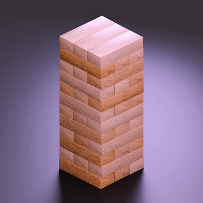 The Unstable Tower 3d model 3dmodeling blender blender3d collapse collapsingtower jenga physicsanimation rigidbody simulation tower woodblocks