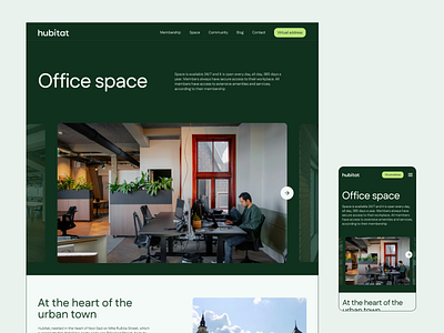 Office space branding community coworking space environment freelance fun graphic design green hub illustration modern office space simple ui web design
