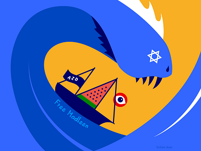 Free Madleen illustration boat freedom illustration monster ocean sail sea ship vector wave