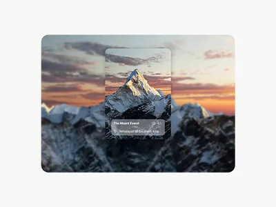 Stunning Mountain View Card UI – Minimal & Immersive Design branding carddesign cleandesign design dribbbleshots figmadesign graphic design minimalui mobileappui moderndesign mounteverest productdesign travelapp ui uidesign