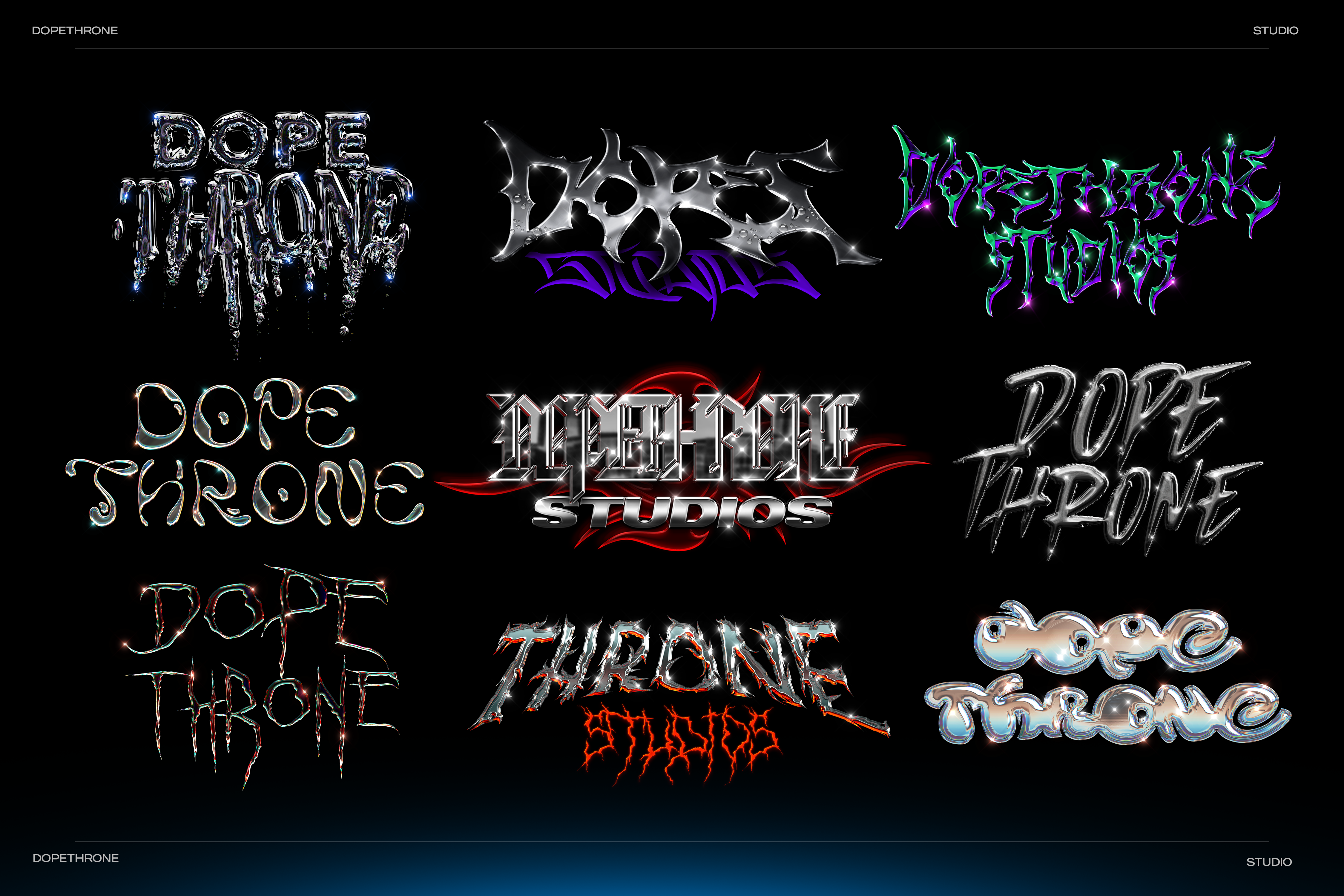 CHROME LOGOTYPE DESIGN VOL.1 3d branding chrome logo design graphic design illustration logo motion graphics streetwear typography