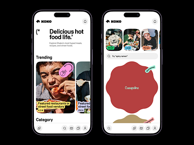 KOKO — UI/UX Design for food news mobile app app app design discover food food branding fooddesign ios material media mobile app mobile app design news newsletter product design social tanim ui uiux design ux waxyweb