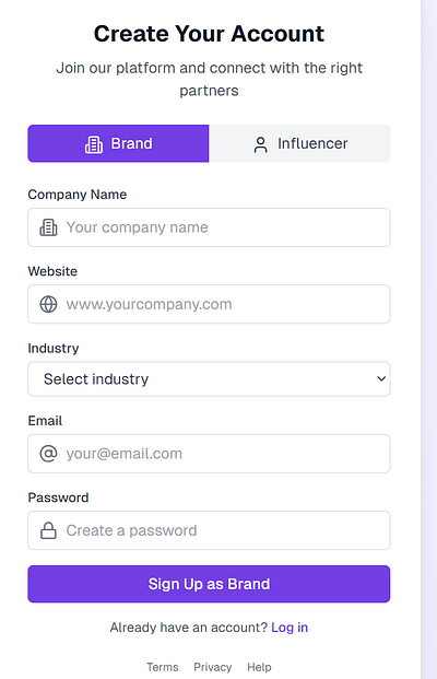 Dual Account Registration graphic design logo ui ux