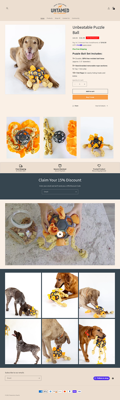 The Untimed Pet Co(Shopify store) conversion optimization custom shopify sections dawn theme e commerce minimalist design mobile responsive design pet company pet product store product page design shopify shopify basic shopify branding shopify custom theme work shopify developer shopify layout editing shopify store setup single product store storefront design theme customization user experience (ux)