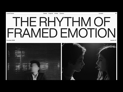 Lucent Studio - "The Rhythm of Framed Emotion" Website Concept color contrast design digital studio emotional storytelling home page landing page lucent studio photography studio website ui ui design user experience ux ux design uxui web design website white and black