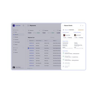 Shipment Tracking Screen design ui ux
